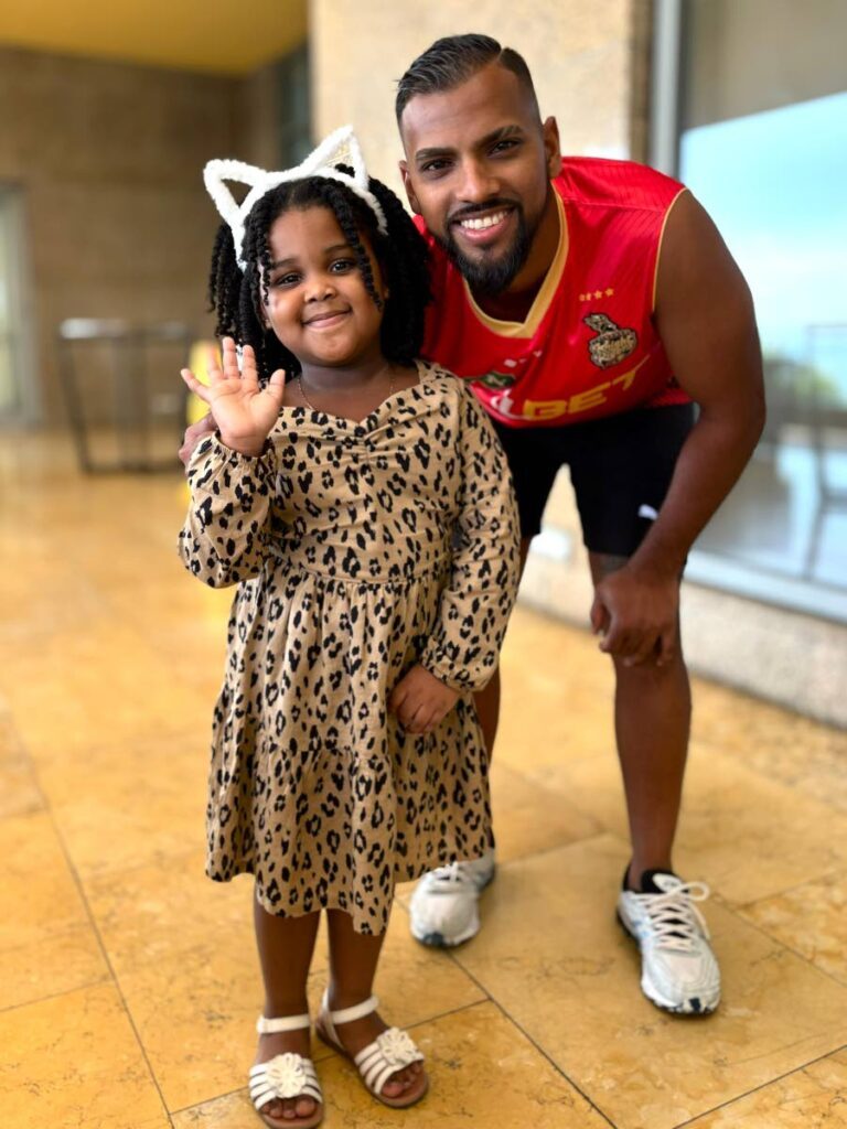 K’Jhené Francis meets her favourite cricketer, Nicholas Pooran. Photo courtesy TKR.  - 