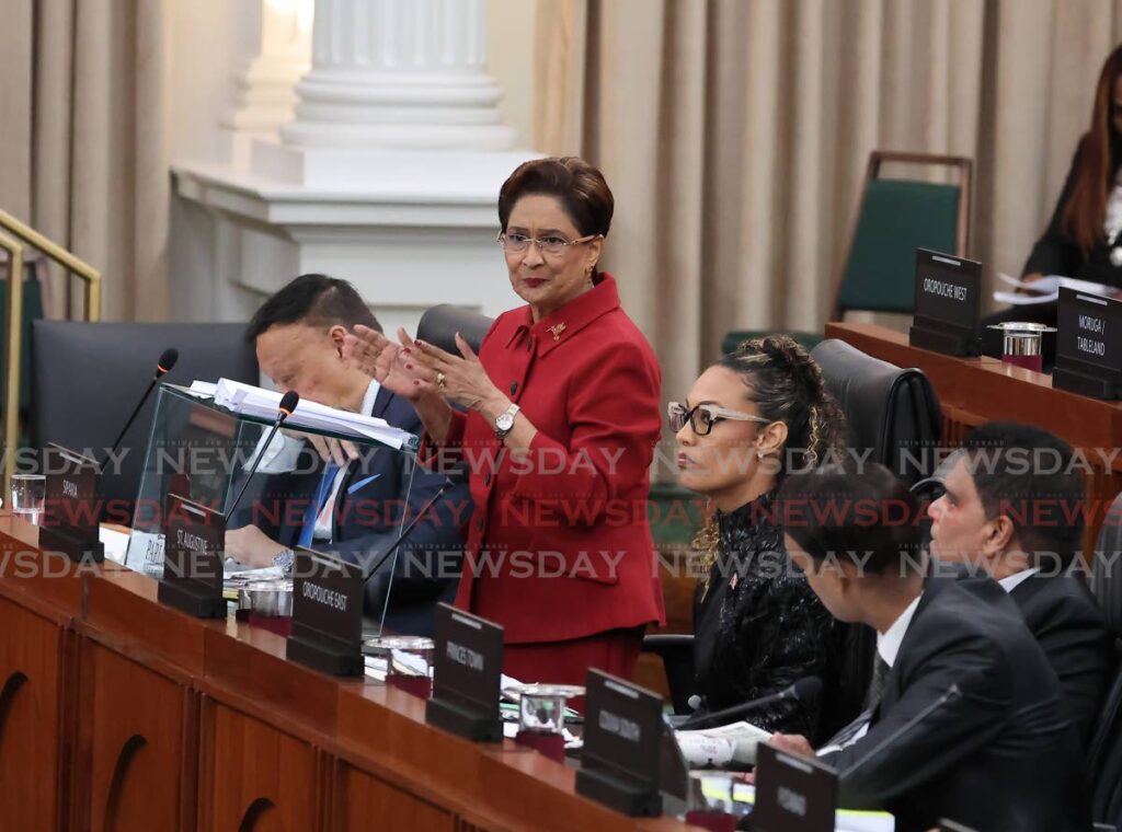 Opposition Leader Kamla Persad-Bissessar responds to the 2024/2025 
budget in the House of Representatives on October 4. - Photo by Roger Jacob