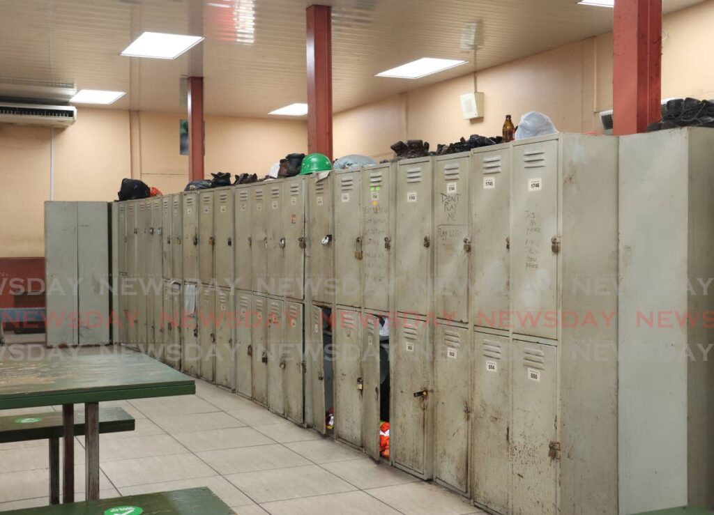 Lockers of some of the port workers at the port of Port of Spain on October 4. - Photo by Faith Ayoung