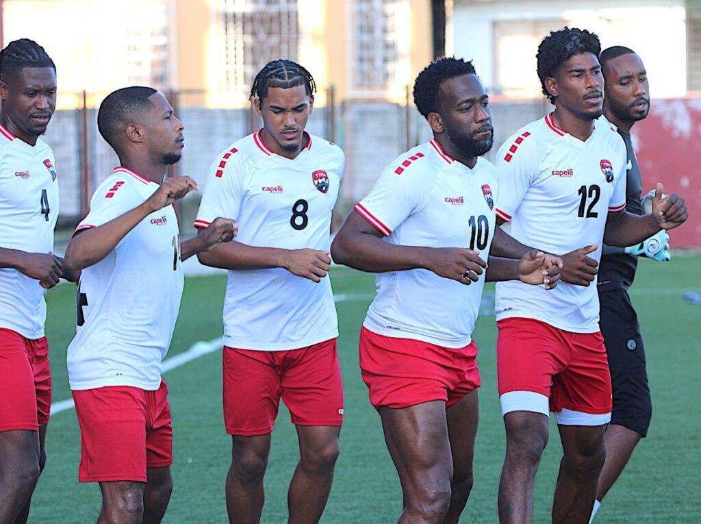 Members of the TT senior men's football team take part in a train in a training session, on October 8, 2024, in Santiago, Cuba.  - TTFA Media