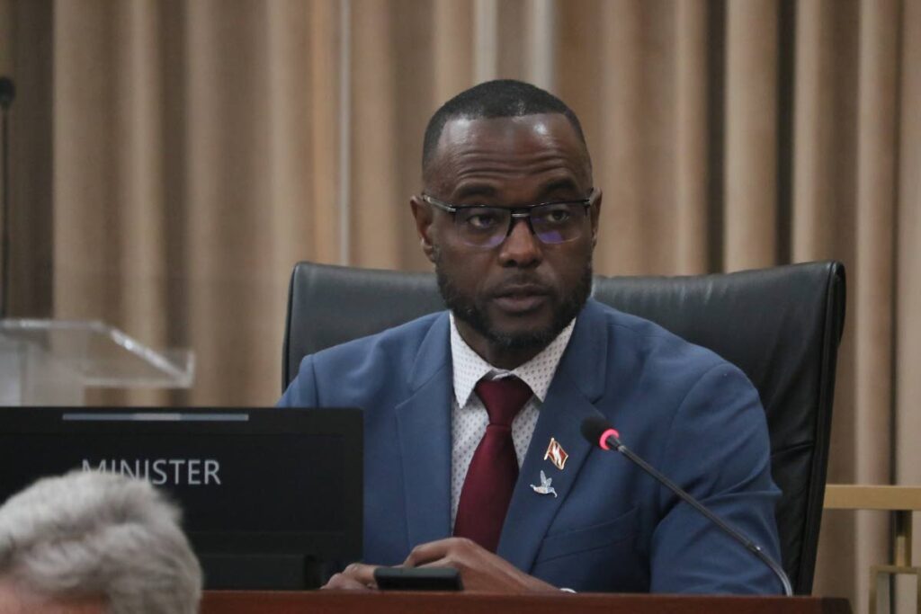 MY POINT IS: Public Utilities Minister Marvin Gonzales makes a point during the Standing Finance Committee's meeting in the House of Representatives on Monday October 14. PHOTO COURTESY OFFICE OF THE PARLIAMENT - OTP