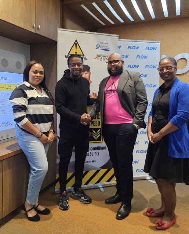 Reneasha Simmons, senior manager-people; left, Daryll Lewis, global HSE manager;  Jerome Skinner, manager, Arrive Alive, Yolande Agard-Simmons, senior sanager-sommunications. - 