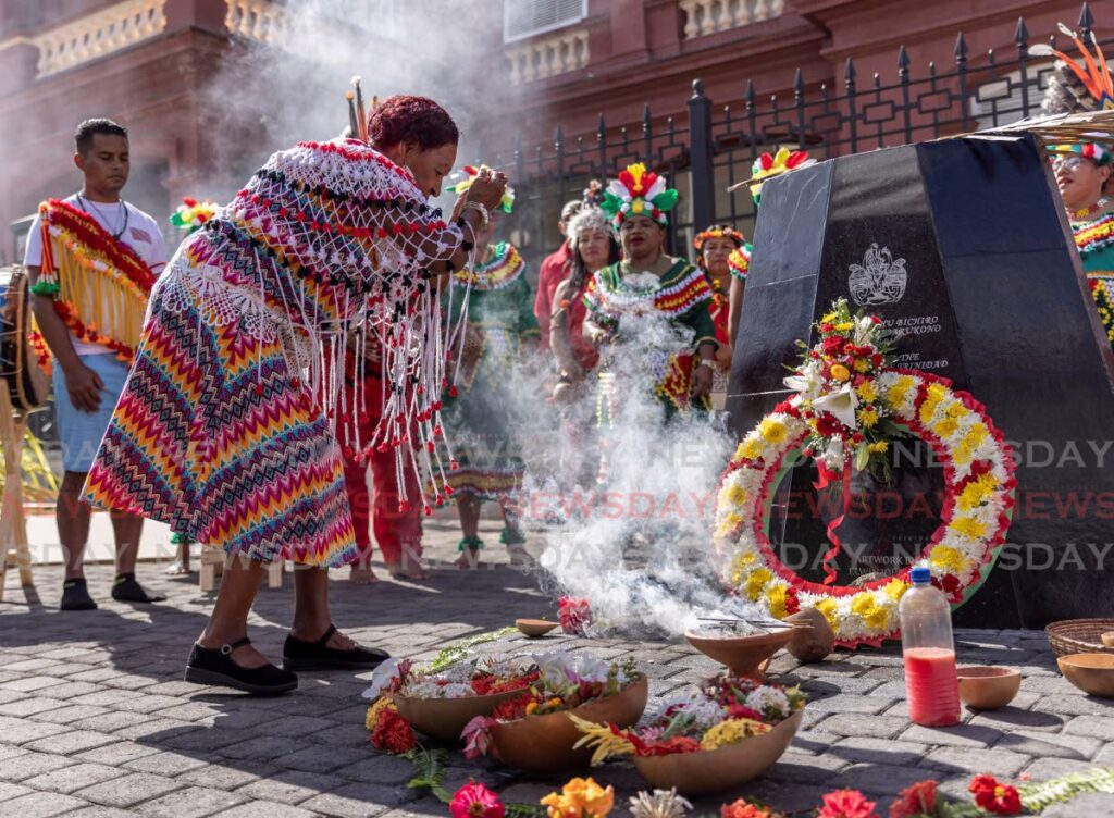 A smoke ritual is performed by the Santa Rosa First Peoples in a ceremony honouring ancestors the Red House on October 16. - Photo by Jeff K. Mayers