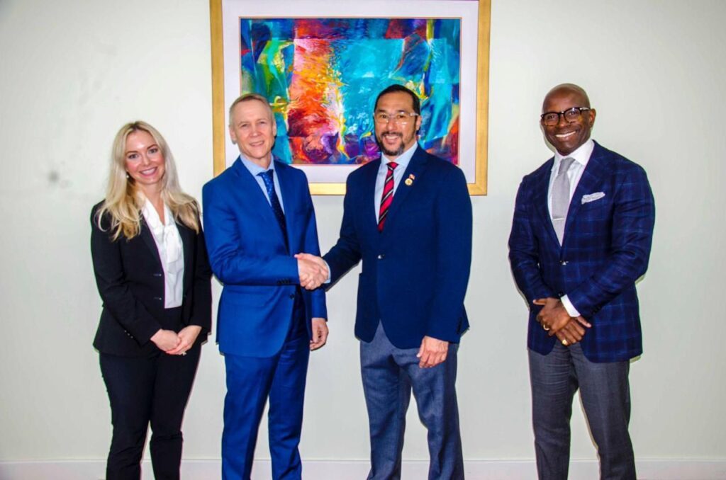 From left, Renee Munasifi, senior director, global and government affairs at  Nutrien, Trevor Williams, executive VP, nitrogen and phosphate at Nutrien, Energy Minister Stuart Young and Edmond Thompson, VP and managing director at Nutrien Trinidad. - Photo courtesy MEEI