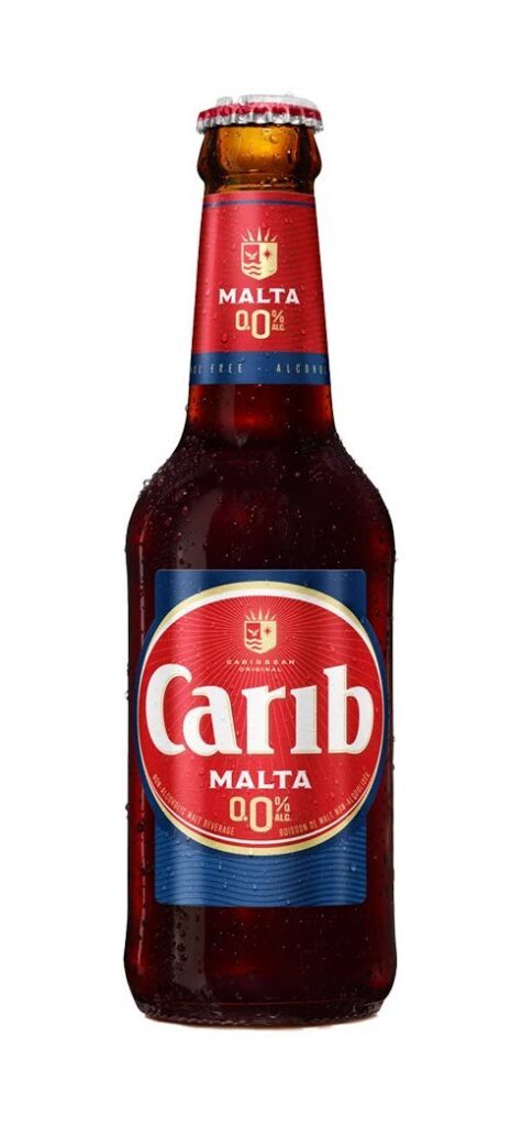 Carib Malta, a non-alcoholic, semi-sweet, malted beverage.  - 