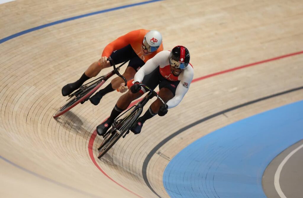 Trinidad and Tobago cyclist Nicholas Paul, front, in the men's sprint semifinals against Dutchman Jeffrey Hoogland at the UCI Track Cycling Championships in Ballerup, Denmark on October 20.  - UCI