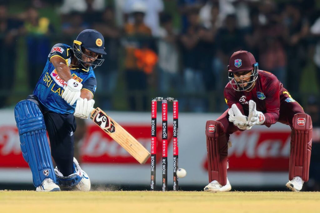 Sri Lanka's Kamindu Mendis plays a shot during the first ODI cricket match vs West Indies in Pallekele, Sri Lanka, October 20. - AP