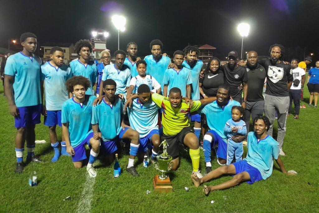 Malabar Youngstars players and technical staff after their 2024 Eastern Football Aassociation (EFA) final victory over CG Poseidon. Photo courtesy EFA - 