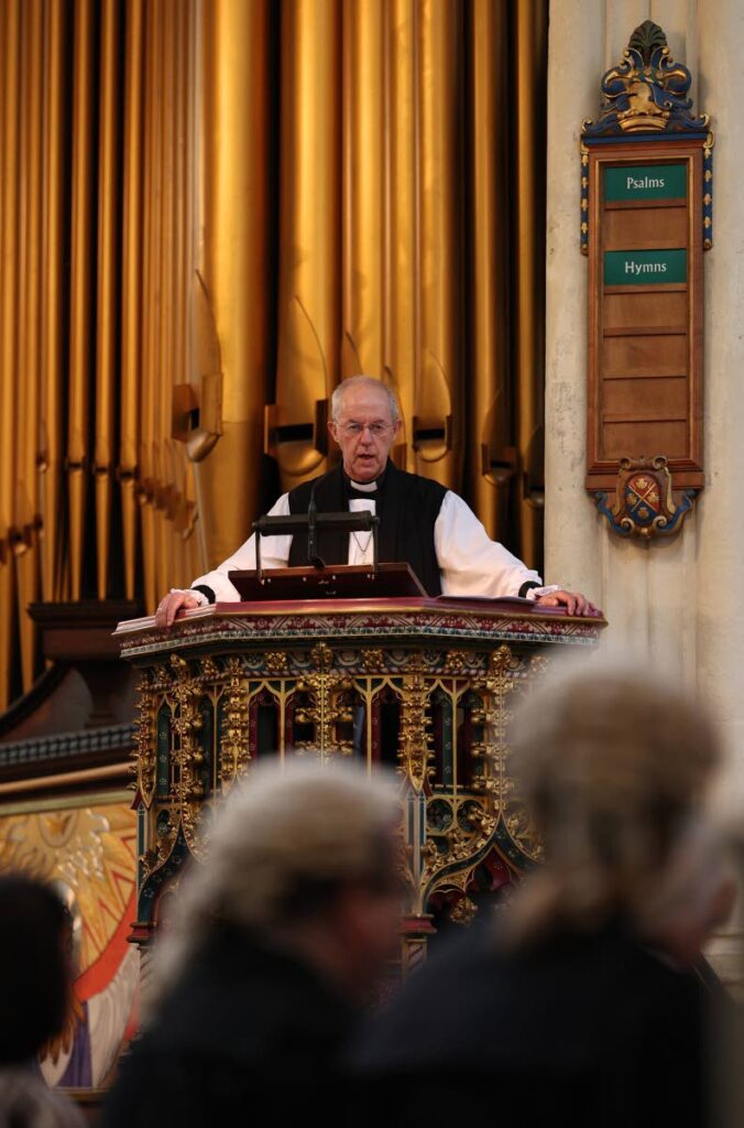 Archbishop of Canterbury Justin Welby speaks during a service for the new Parliament at St Margaret's Church, Westminster Abbey, in London on July 23.  - AFP PHOTO 