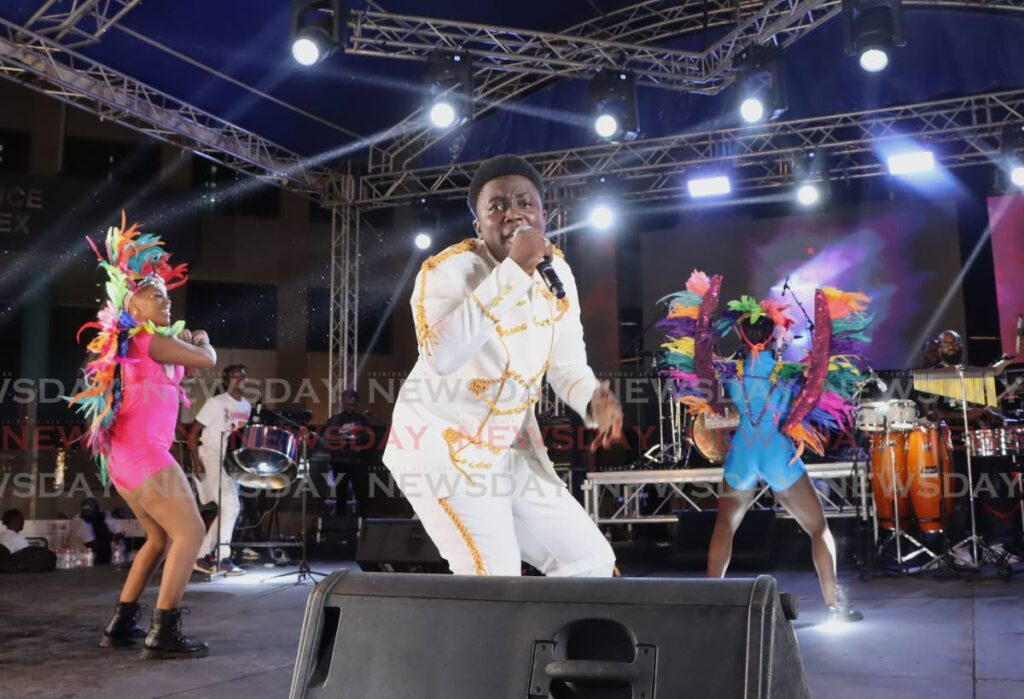 Jahiem “Verrse” Thomas performs Pump it Up during the Soca Titans finals at the Market Square Carpark, Scarborough on October 23. - Photo by Ayanna Kinsale