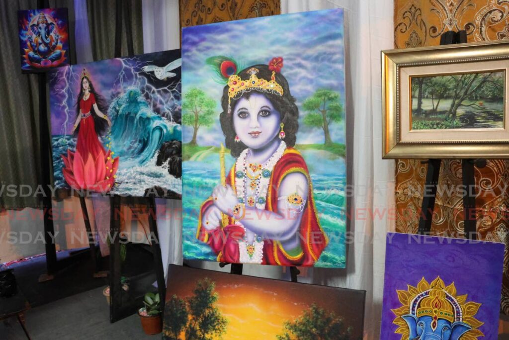 Art pieces on display at the Divali Nagar celebrations. - Photo by Roger Jacob