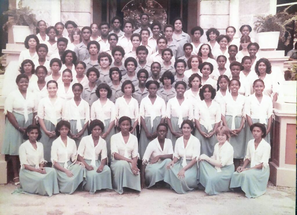 A flashback photo of the Holy Name Convent/Queen’s Royal College combined choir and the Family and Friends choir. - 