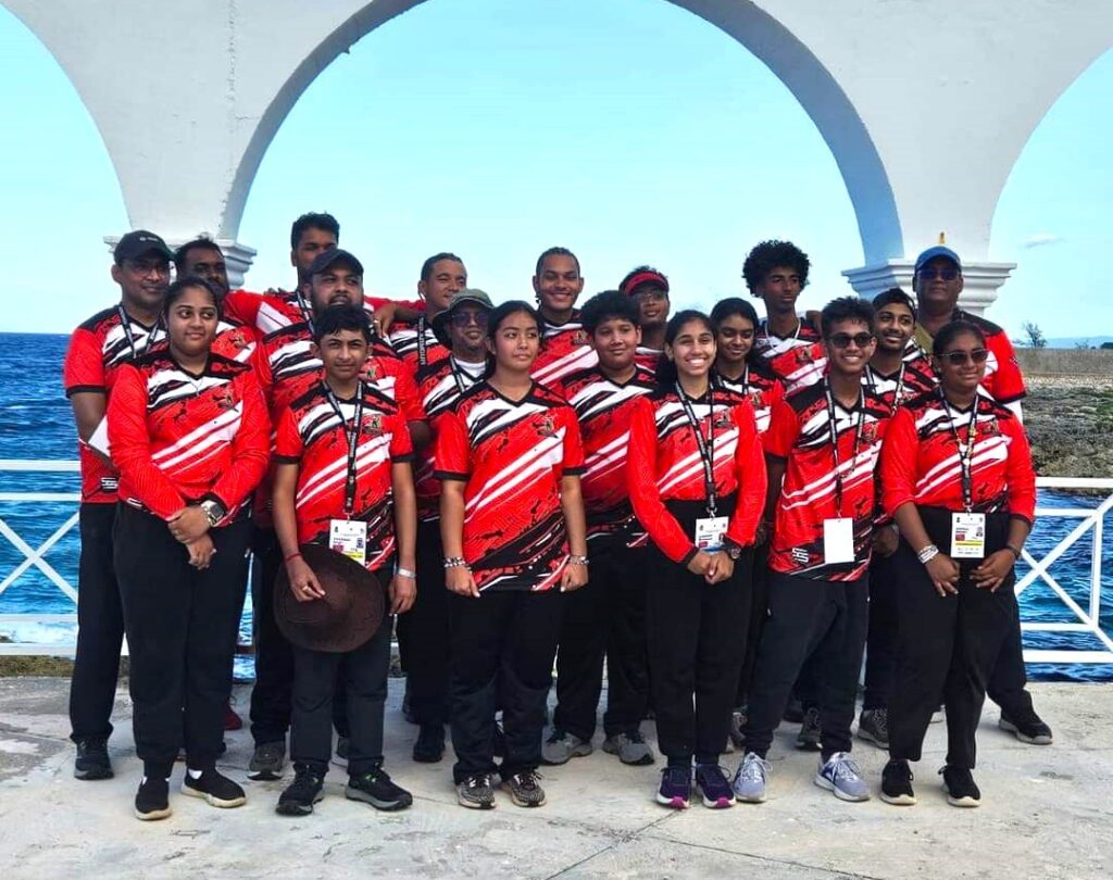 TT’s 19-member archery contingent at the Caribbean Development Championships in Jamaica. -