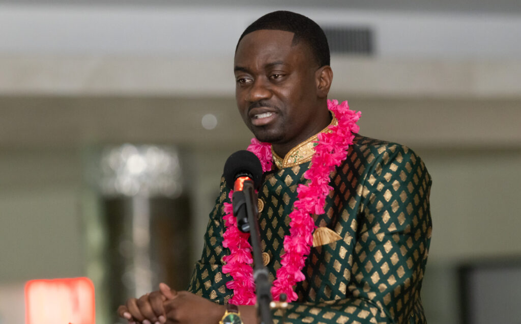 Chief Secretary Farley Augustine at a Divali function at Gulf City Mall, Lowlands on October 19. - Photo courtesy THA