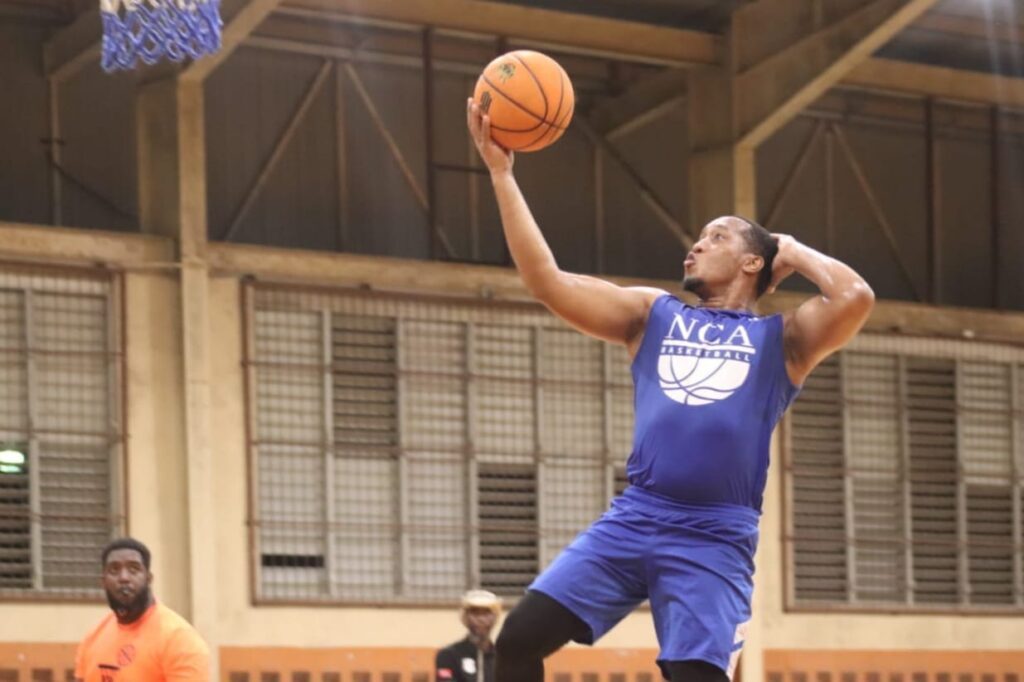 A New Chapter Academy player soars in for a lay-up during a match at the Anomaly Basketball tournament. - 