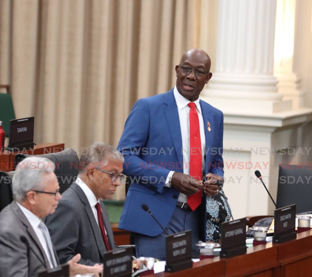 Prime Minister Dr Keith Rowley speaks in Parliament. - File photo by Faith Ayoung