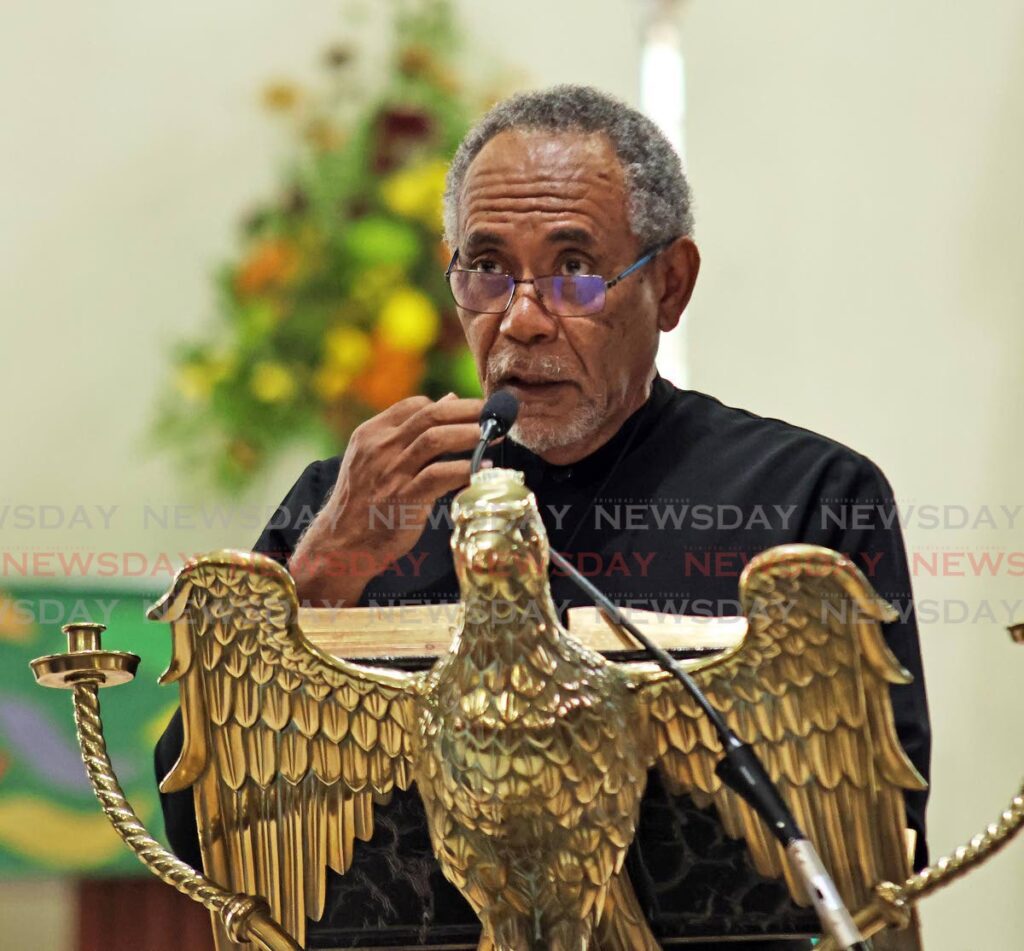 Father Wayne Maughan gave the sermon at the St Paul's Anglican Church, Harris Promenade for the San Fernando City Corporation's interfaith service to mark the beginning of the 36th anniversary of the city. - Photo by Lincoln Holder 