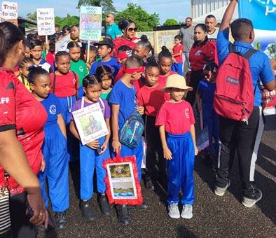 Students of the Penal Presbyterian Primary School at its annual walkathon, SS Erin Road, Penal, on October 24. - Photo courtesy Penal Presbyterian Primary School 