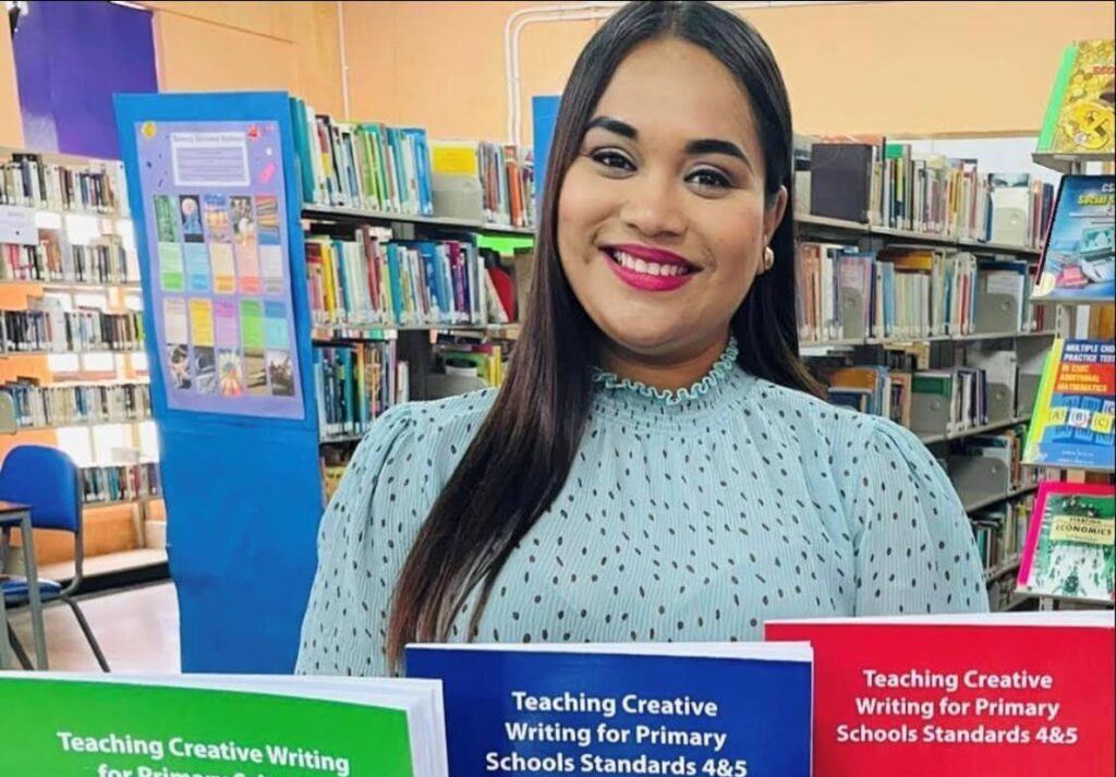 Reia Ali with her some of her books in the Teaching Creative Writing for Primary School Series which consist of five textbooks on report and narrative writing, catering for standards one through five. -