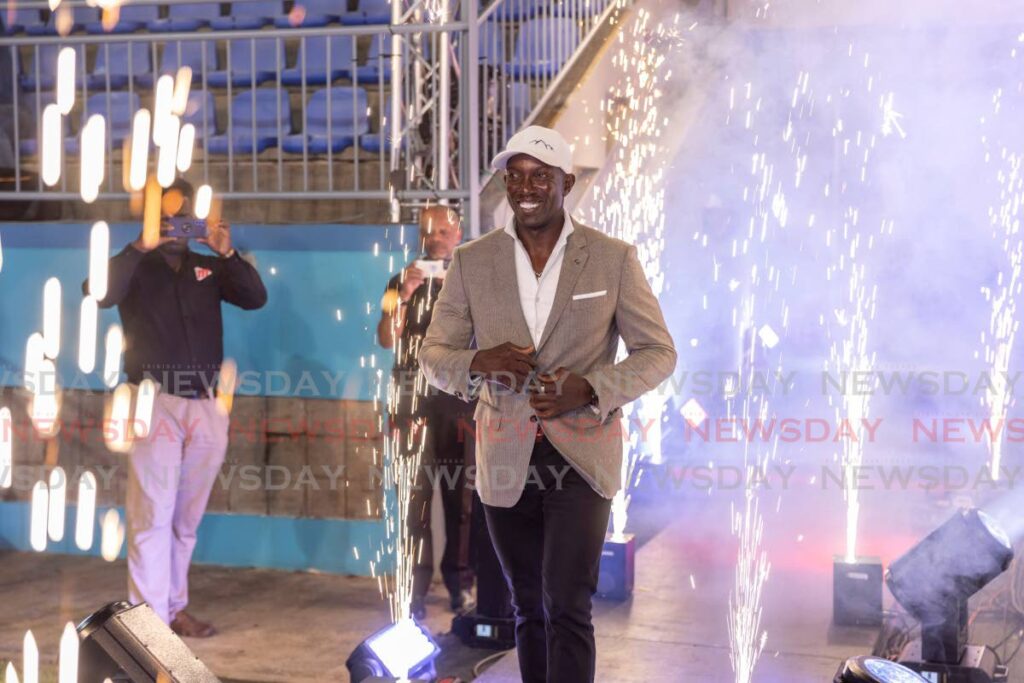 Dwight Yorke when he was unveiled as the Soca Warriors coach at the Ato Boldon Stadium in Couva on November 14. - Jeff K. Mayers