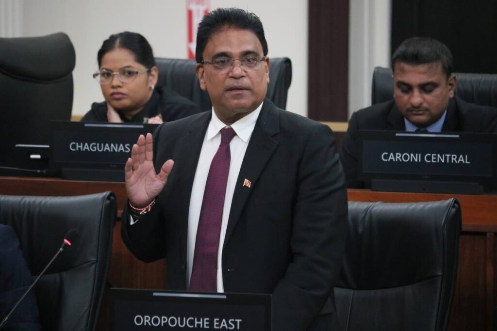 Dr Roodal Moonilal, Oropouche East MP, during the debate on a motion to appoint five people to the Police Service Commission on November 18.  - Photo courtesy Office of the Parliament 