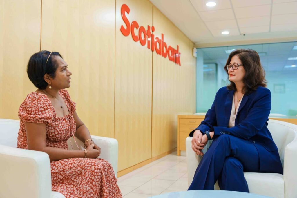 From left, Sabrina Mowlah-Baksh General Manager of CADV and Gayle Pazos Senior vice president and managing director of Scotiabank TT discuss the partnership. - 