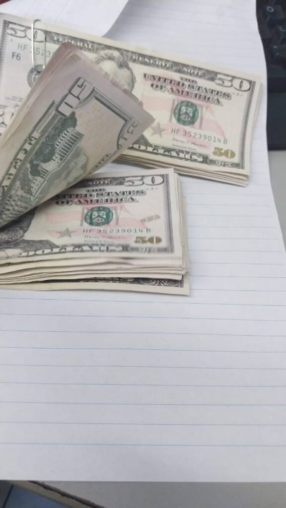 Counterfeit US currency seized from Trincity woman. - 