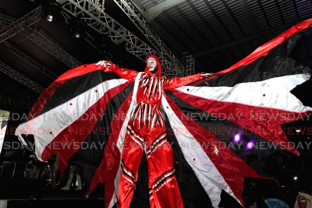 A moko jumbie was among the traditional characters on parade during the National Carnival Commission’s launch of Carnival 2025 at the Grand Stand in Queen’s Park Savannah, Port of Spain on November 23. - Faith Ayoung