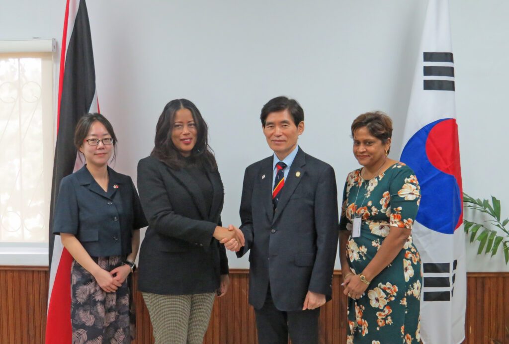 From left, Seung-ok Ryu, researcher in the political and economic affairs division of the Korean embassy; Ava Maxam, IMA director; Seijoong Kwon, ambassador of the Republic of Korea to TT; and Dr Rahanna Juman, IMA deputy director. -