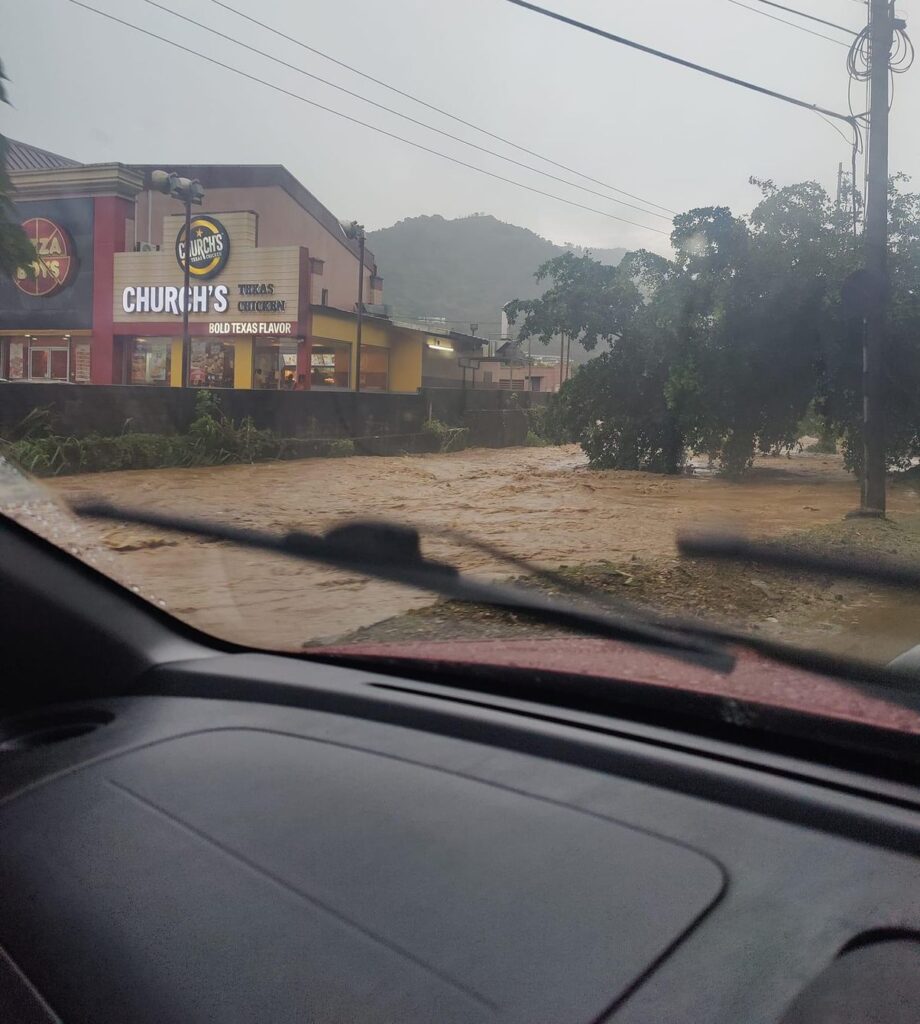 A flooded Anderson Terrace in Maraval on November 23. - Photo courtesy Damian Luk Pat