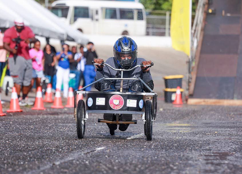 A driver from Presentation College Chaguanas competes in the second Annual Box Cart Intercol on November 30 at Arima Velodrome.  - Gravity Photo courtesy Nicholas Bhajan/Racing Association  of Trinidad and Tobago/