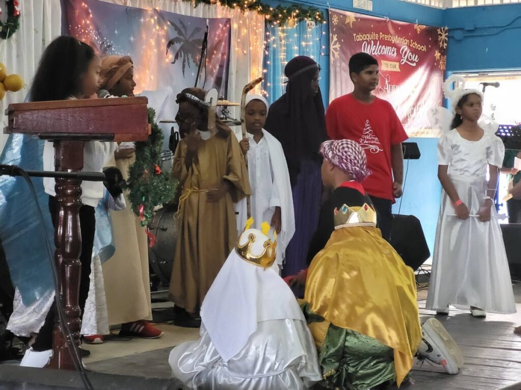 Pupils of Tabaquite Presbyterian School take part in a nativity play at the school's annual Christmas concert which was held on November 30 at Tabaquite Secondary School, Manuel Junction, Tabaquite. - 