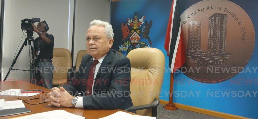 Finance Minister Colm Imbert at briefing on Tobago Airport on December 6.  - Photo by Sean Douglas