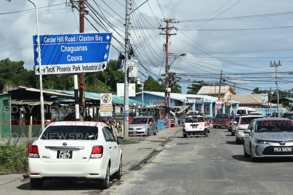 The junction leading to Claxton Bay, along the Southern Main Road. - Photo by Lincoln Holder 