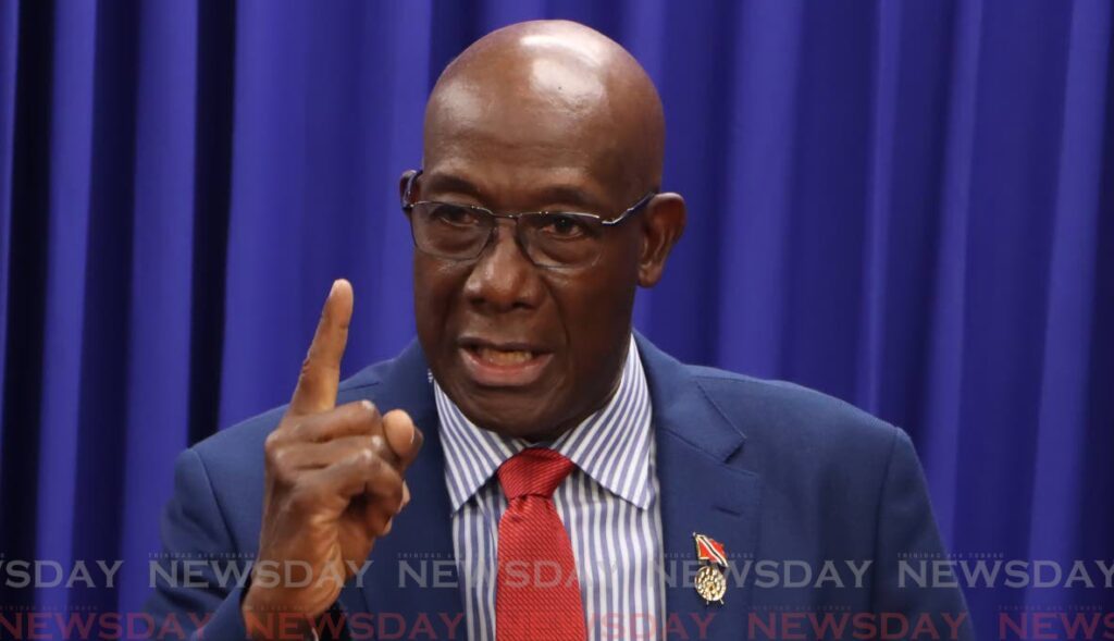 Prime Minister Dr Keith Rowley during a media briefing at Whitehall on December 12. - File photo by Angelo Marcelle