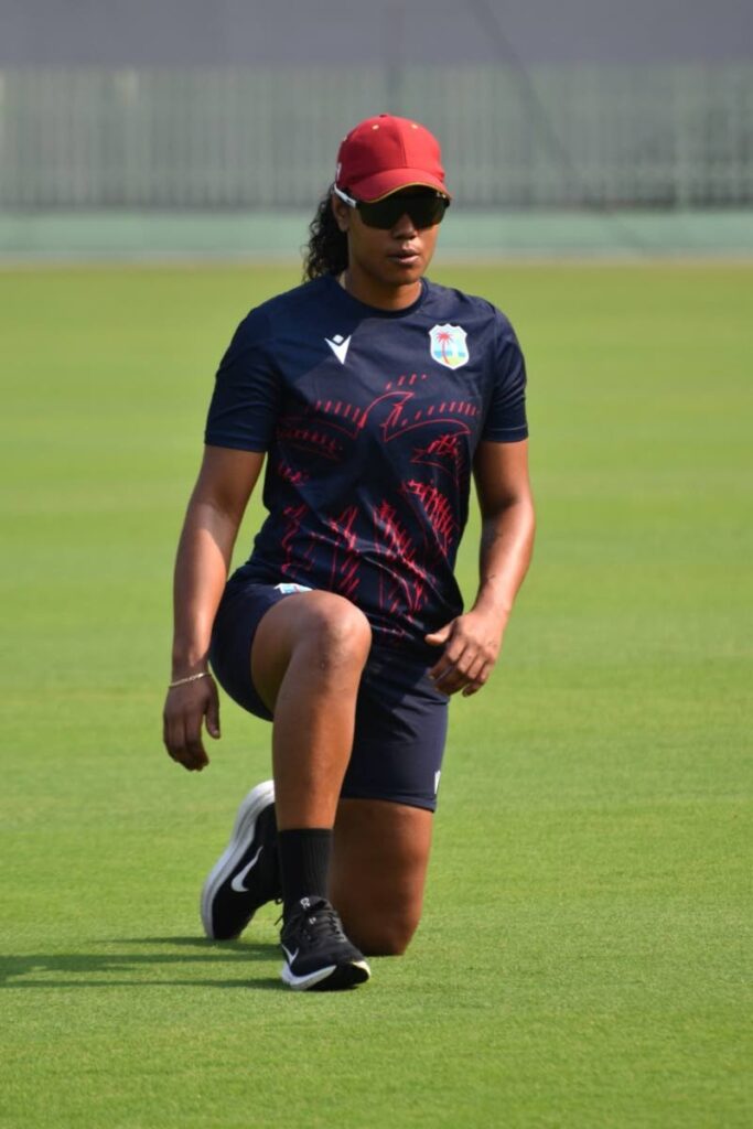 West Indies women's team captain Hayley Matthews goes through her paces during a training session at the Kotambi International Cricket Stadium, Vadodara, India on December 21. Photo courtesy CWI Media.  - 