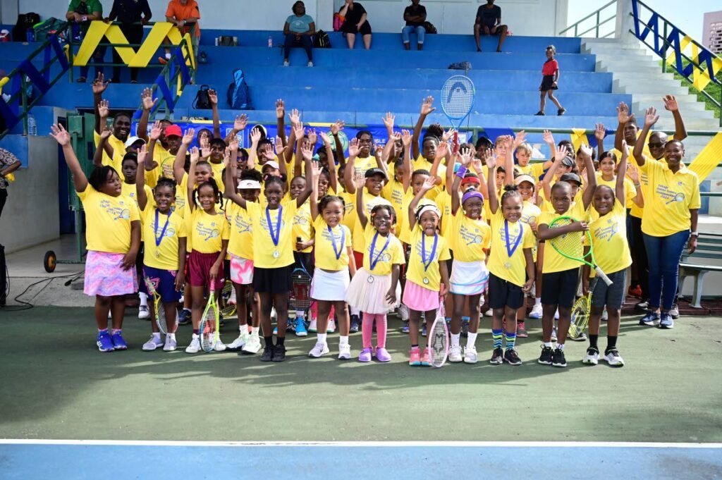 Participants of the 2024 RBC Junior Tennis Championships, held at Shaw Park Tennis Court, Shaw Park, Tobago. The tournament began on December 14 and ended on December 19. - Visual Styles