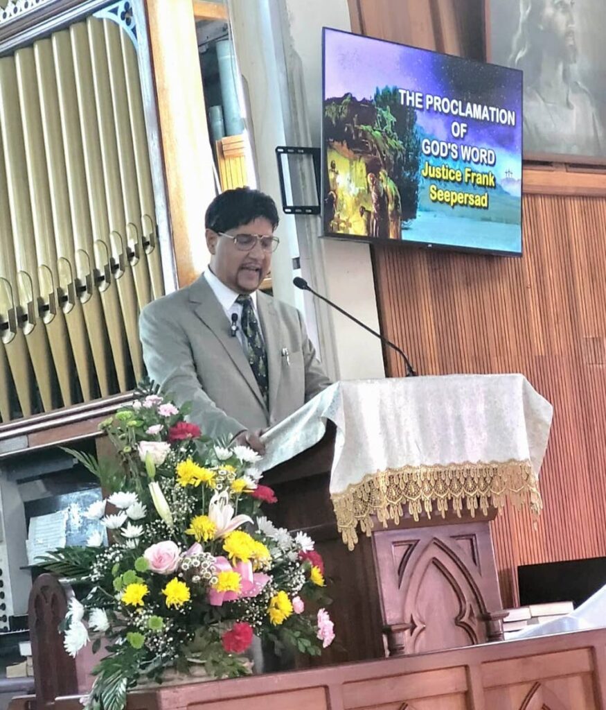 Justice Frank Seepersad at the Suchamachar Presbyterian Church, San Fernando, on December 22. -