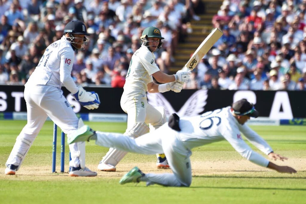 FILE: Australia’s Marnus Labuschagne plays a shot against England during day four of the first Ashes Test, at Edgbaston, Birmingham, England, on June 19, 2023. - AP Photo