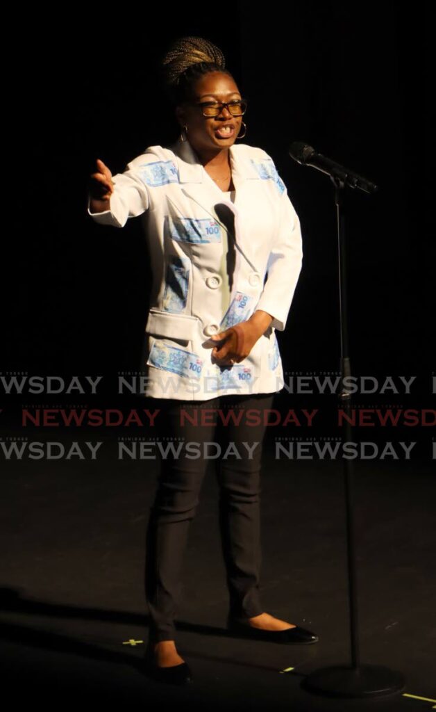 Shakira Burton winner of the 2024 First Citizens National Poetry Slam competiton. - Photo by Angelo Marcelle