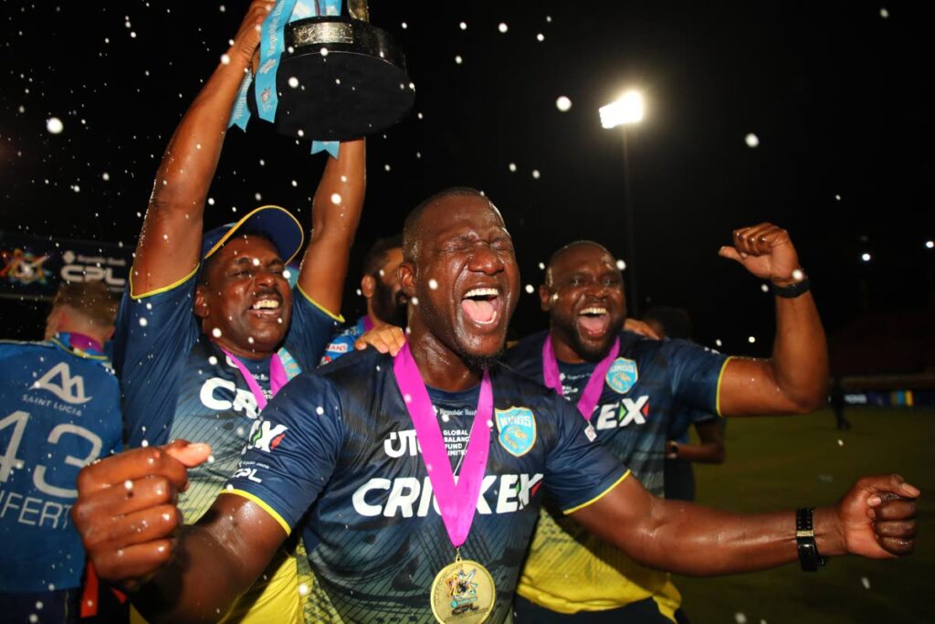 Head coach of St Lucia Kings Daren Sammy celebrates after winning the 2024 Republic Bank Caribbean Premier League final against Guyana Amazon Warriors by six wickets at Providence Stadium on October 6, 2024 in Georgetown, Guyana. - File photo courtesy CPL T20