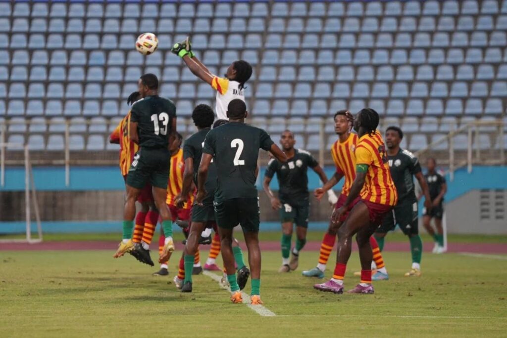 FILE: Action between Point Fortin Civic and Prisons FC during a TT Premier Football League clash at the Ato Boldon Stadium in Couva on December 14. Photo courtesy TTPFL.  - 