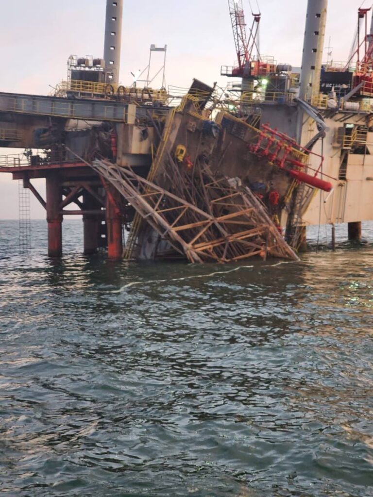 The damaged Rig 110, owned and operated by Well Services Petroleum Company Ltd.  - 