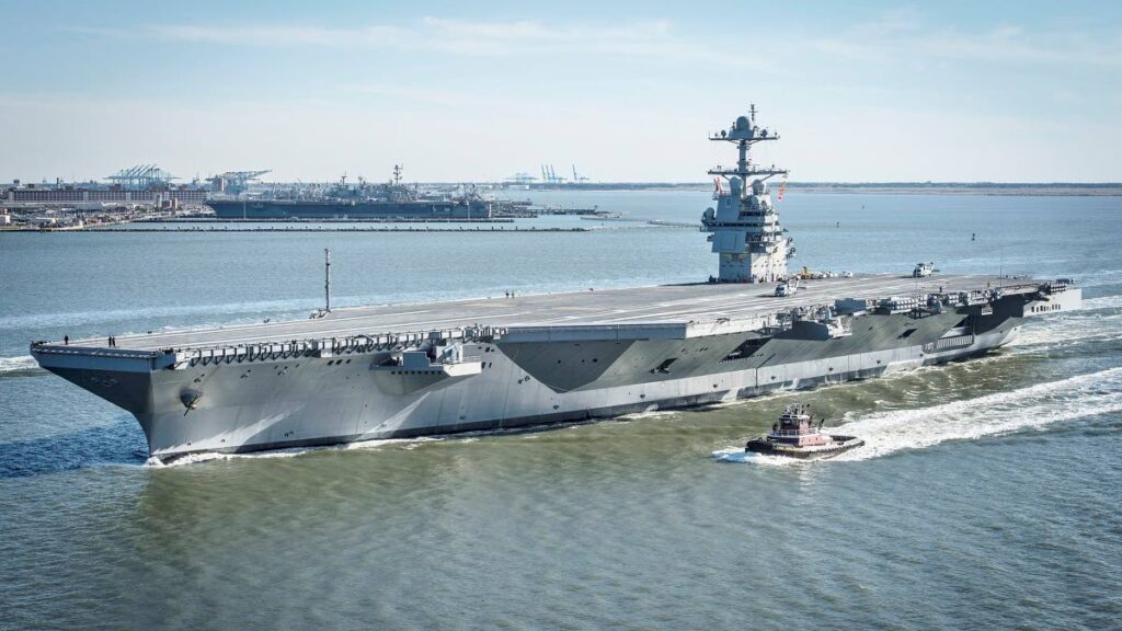 The nuclear-powered US navy aircraft carrier USS Gerald R Ford - 