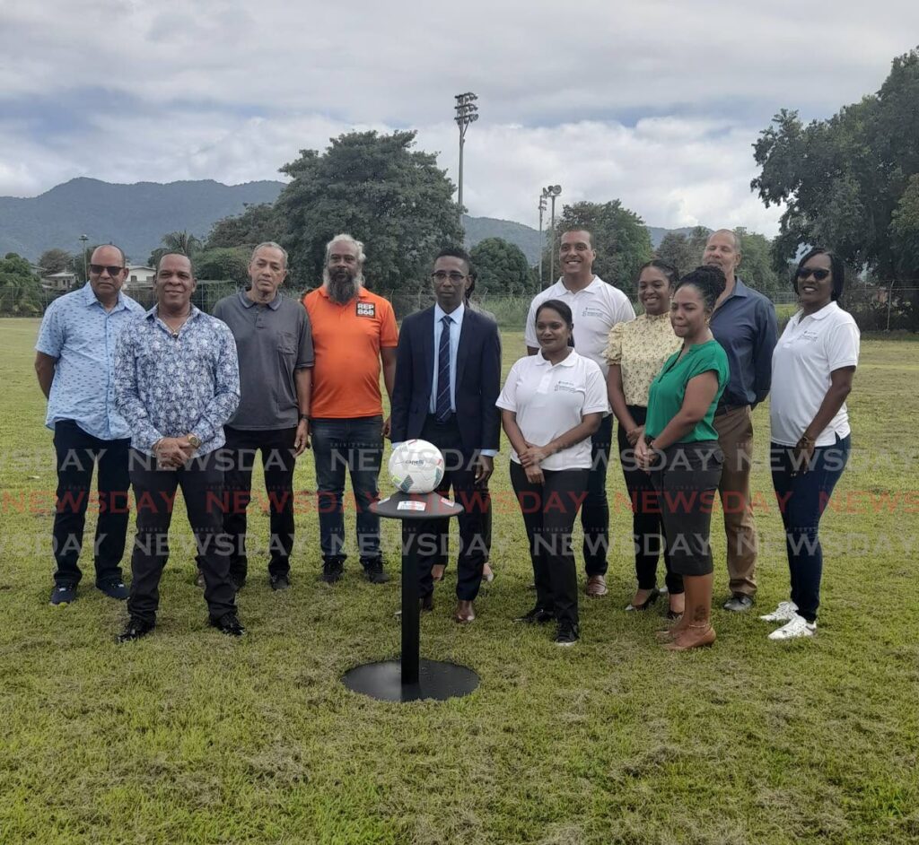 Republic Cup and TTGameplan officials at the launch of the 2025 Republic Cup National Youth Football League season at the Republic Bank Sports Club in Barataria on January 9, 2024.  -  Photos by Roneil Walcott