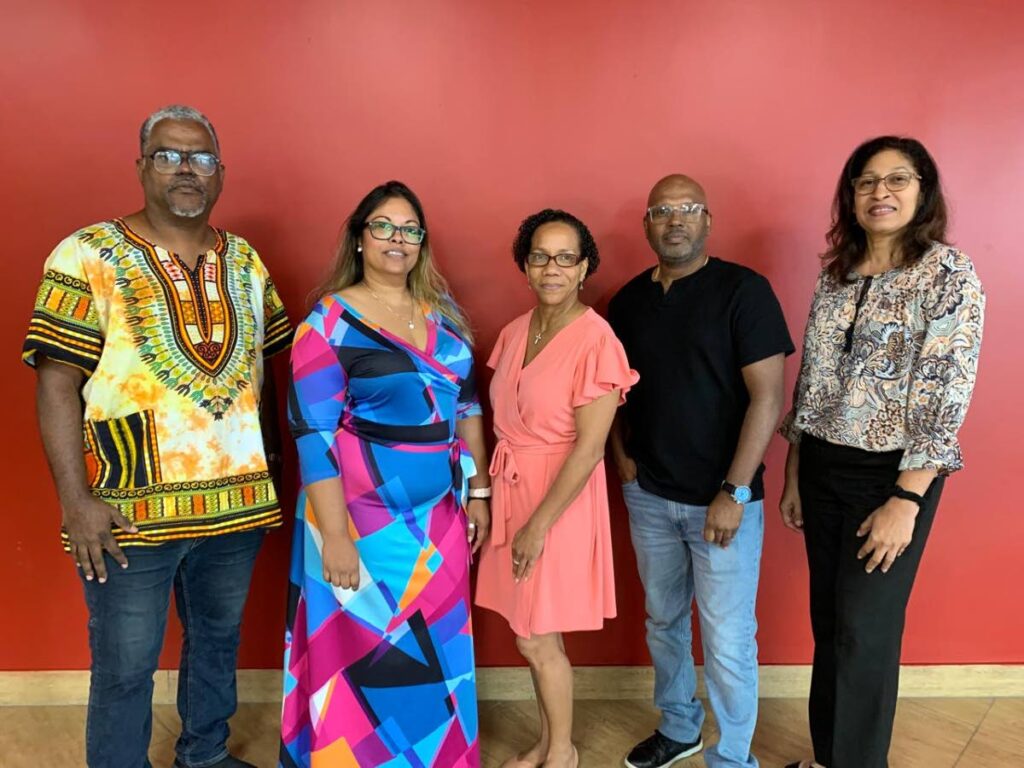 Newly-elected table tennis president Sharon Bravo-Phillip, centre, with fellow executives, from left, Kevin Lewis (vice-president), Jassodra Sampath (general secretary), Anthony Brown (second vice-president) and Michelle Solomon (third vice-president).  - 