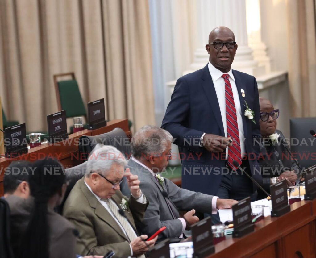 The Prime Minister makes a contribution to debate in Parliament on January 13. - Photo by Angelo Marcelle