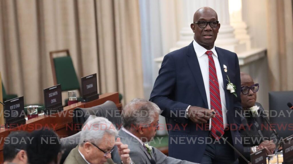 The Prime Minister makes a contribution to debate in Parliament on January 13. - Photo by Angelo Marcelle