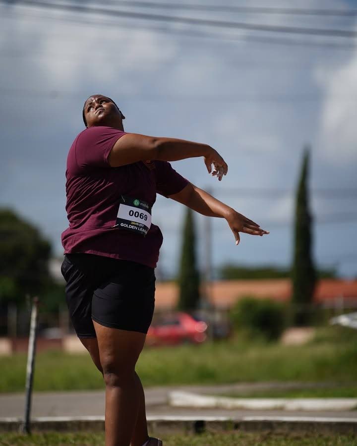 Burnley Athletic Club's Peyton Winter hurls the discus during the first meet in the Keshorn Walcott Golden League Atletics series at Eddie Hart Grounds in Tacarigua on December 7. Photo courtesy Golden League Atletics .  - 