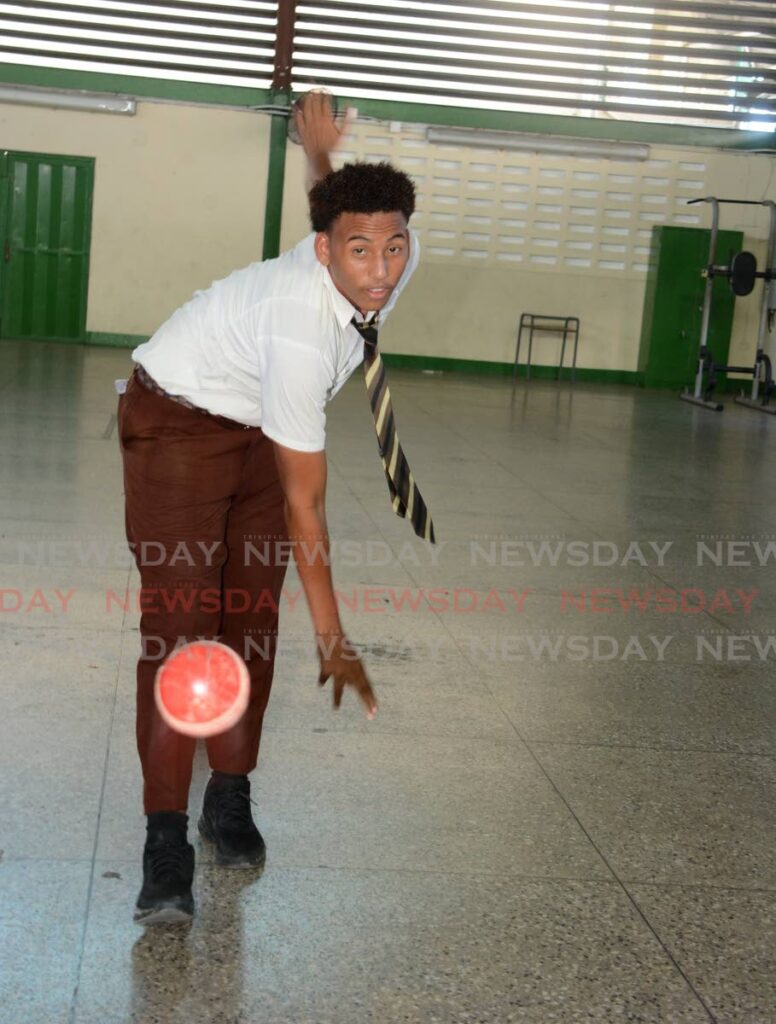 Cricketer Ronaldo Smith, a Lower Six student of St Benedict's College, La Romaine at the school's auditorium on January 23. - Photo by Innis Francis